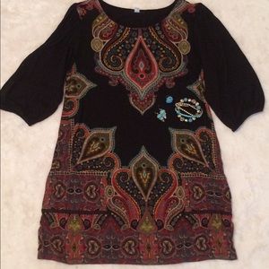 Black dress with paisley pattern